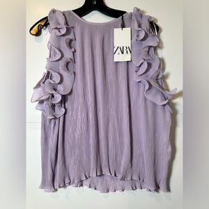 ZARA *NWT* Lavender Ruffle Sleeveless Top